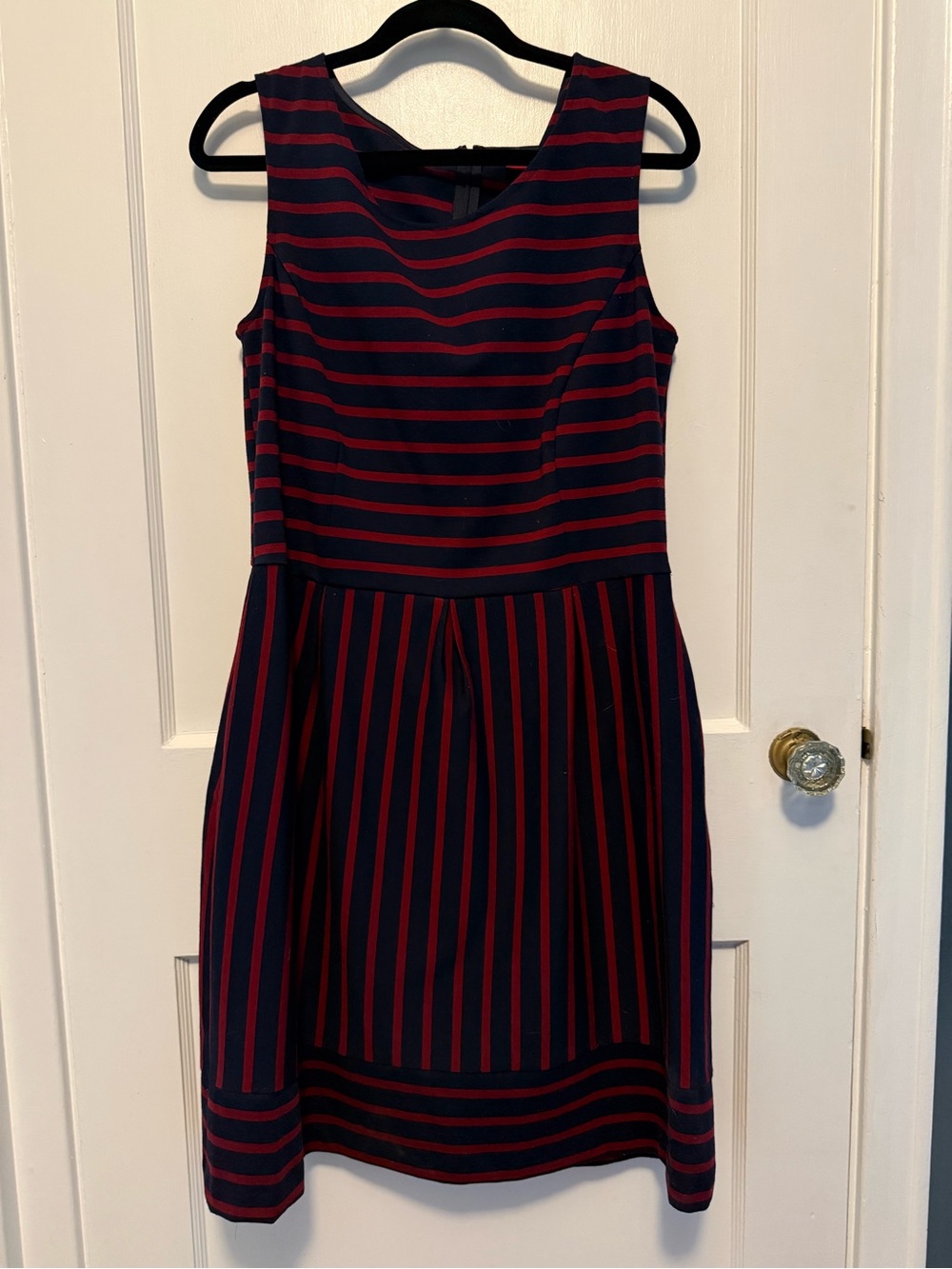 Merona Navy and Red Striped Sleeveless Fit-and-Flare Dress
